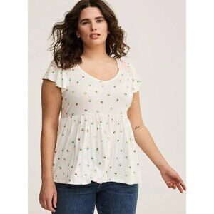 NWT TORRID Smocked Flutter Sleeve Babydoll Top